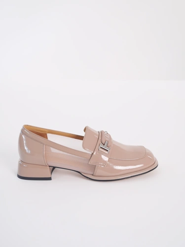 EPICA beigefarbene Damen-Slipper mit Zierkette auf Blockabsatz (2)