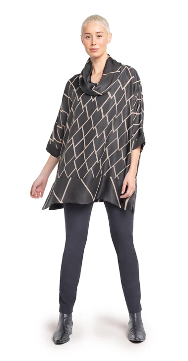 DORIS STREICH Damen-Tunika schwarz-beige