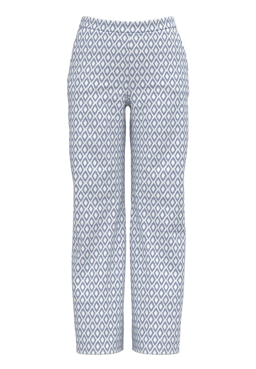 FRANK WALDER blau-weiß gemusterte Hose für Damen