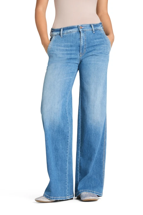 CAMBIO ALEK Damenjeans blau weit verwaschen