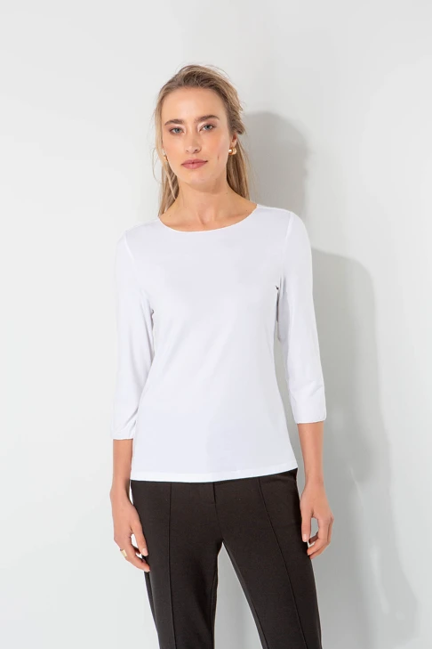 CATNOIR Damen-T-Shirt mit 3/4-Ärmeln, weiß