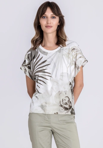 TUZZI ALOE THERE Damen-T-Shirt hellbeige mit Blumendruck (3)