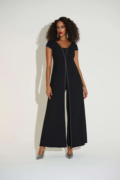 JOSEPH RIBKOFF Damen schwarzer Jumpsuit mit Strasssteinen