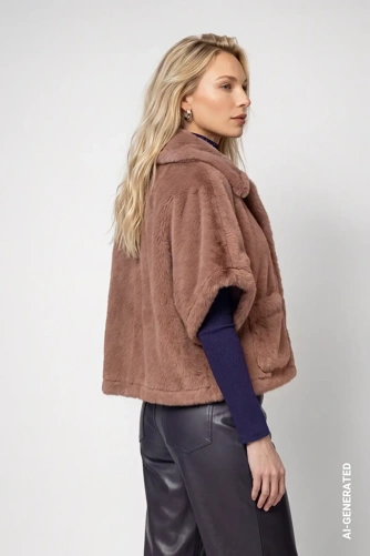 MONARI STUDIO BLUE Damen-Pelzcape in Taupe (3)