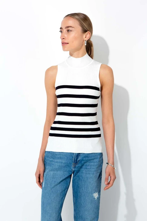 CATNOIR Damenoberteil weiß mit dunkelblauen Streifen