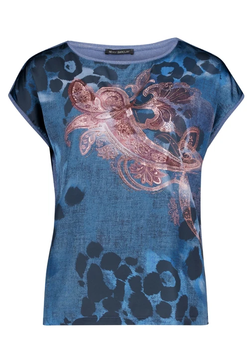 BETTY BARCLAY Damen-T-Shirt, blau mit Lurex