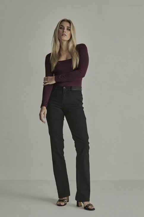 PARAMI ANGIE Damen-Jeanshose, schwarz, lang
