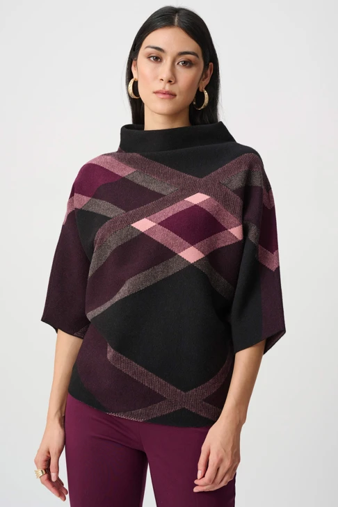 JOSEPH RIBKOFF Damenpullover, schwarz mit buntem Motiv