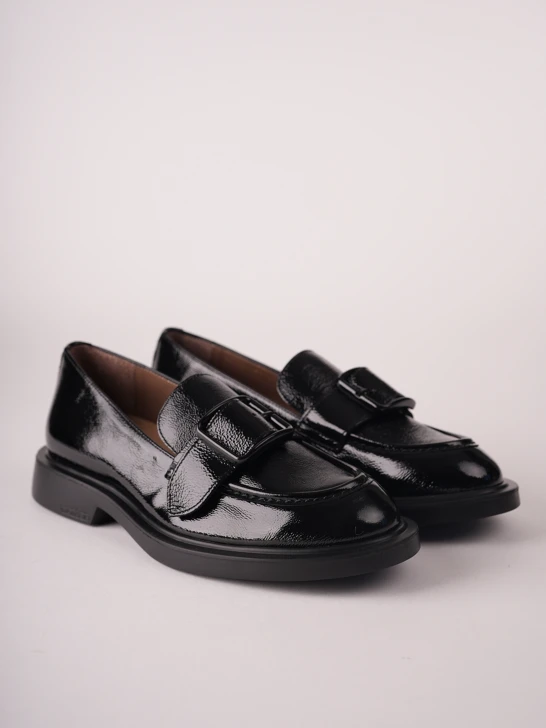 WONDERS Damen-Mokassins, schwarz, Lackleder