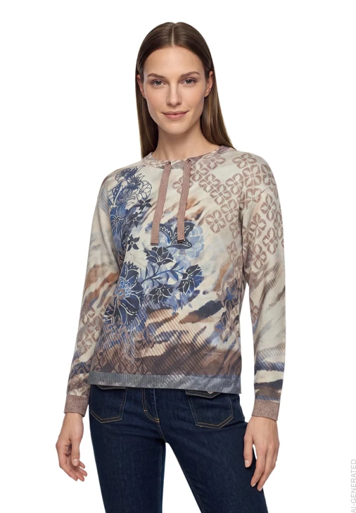 BETTY BARCLAY Damenpullover in Beige mit Blumenmuster