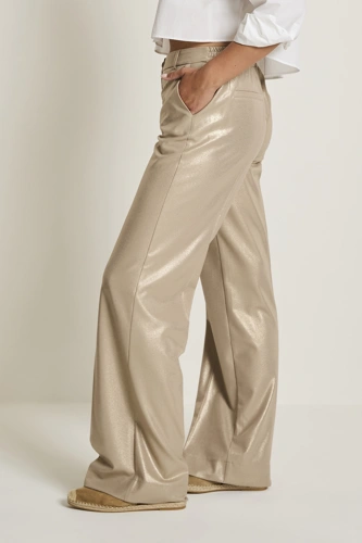 PARAMI MIRA Damenhose dunkelbeige mit Perle (1)