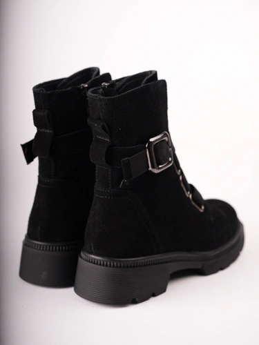 PASS Damen-Stiefeletten aus Wildleder, schwarz (1)