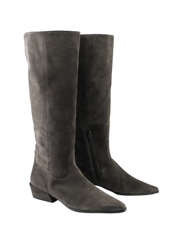 HOGL Damenstiefel mit Pferdemotiv aus grauem Wildleder
