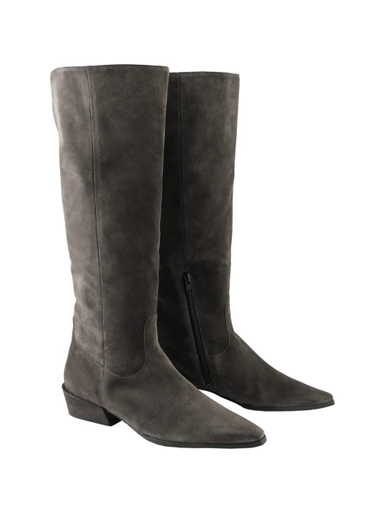 HOGL Damenstiefel mit Pferdemotiv aus grauem Wildleder