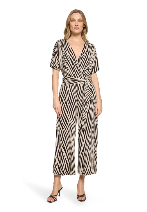 BETTY BARCLAY Damen Jumpsuit schwarz und beige gestreift