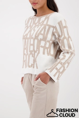 MONARI FASHION & CAMPAGNE Damen Pullover beige mit Buchstaben (1)