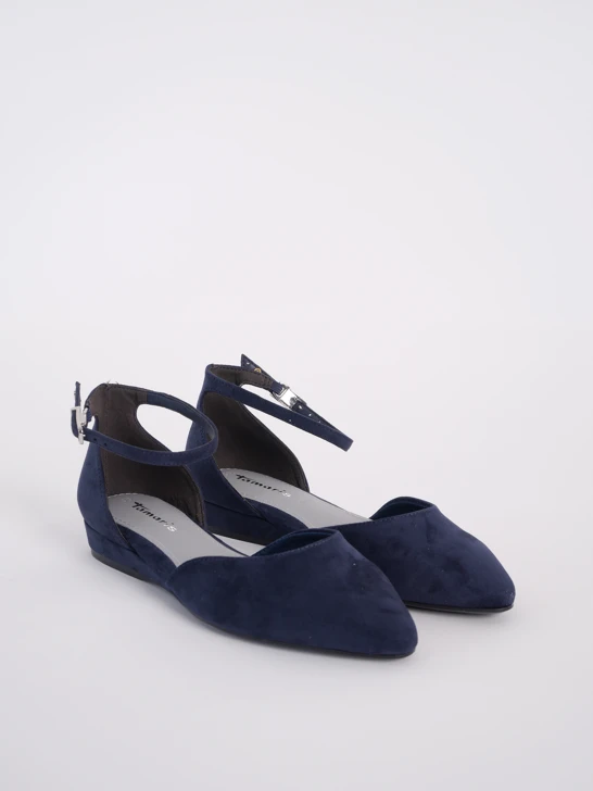 TAMARIS Damen Ballerinas mit Knöchelriemen blau