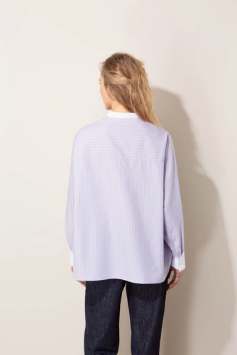 CATNOIR Damenbluse aus Baumwolle und Lyocell, hellblau mit Streifen (3)