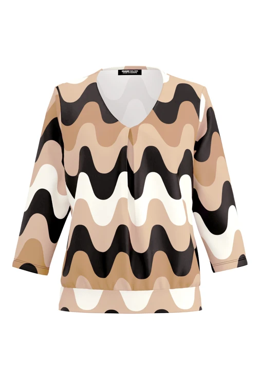FRANK WALDER Damenbluse schwarz und beige gemustert