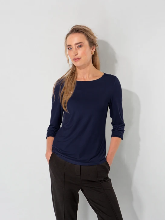CATNOIR Damen-T-Shirt mit 3/4-Ärmeln, dunkelblau
