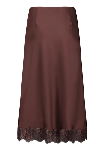 VERA MONT Damenrock, braun, aus Satin, mit Spitzenbesatz (6)