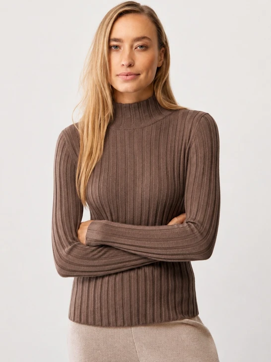 CATNOIR Damen-Rollkragenpullover aus Merinowolle, dunkelgrau