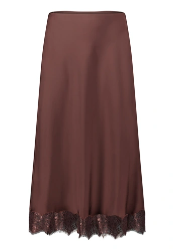 VERA MONT Damenrock, braun, aus Satin, mit Spitzenbesatz (5)
