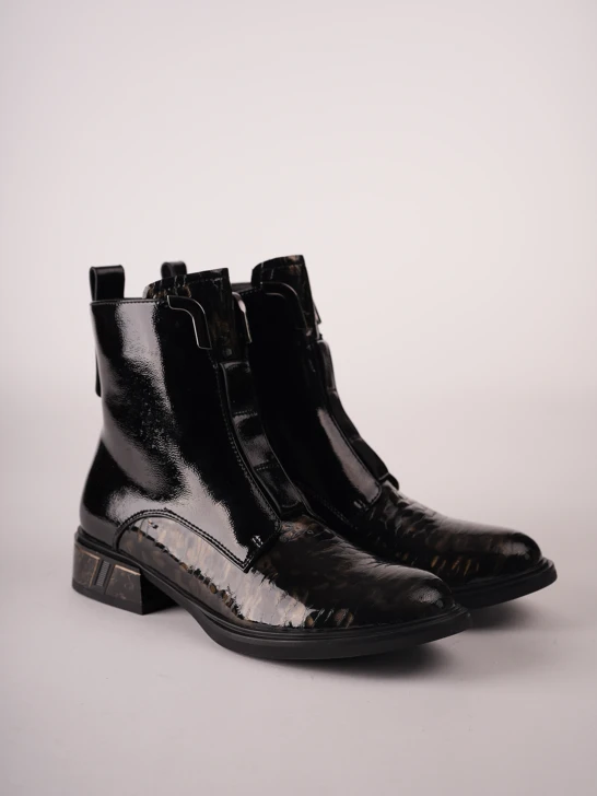 EPICA Damen-Stiefeletten aus lackiertem Leder mit Animal-Print