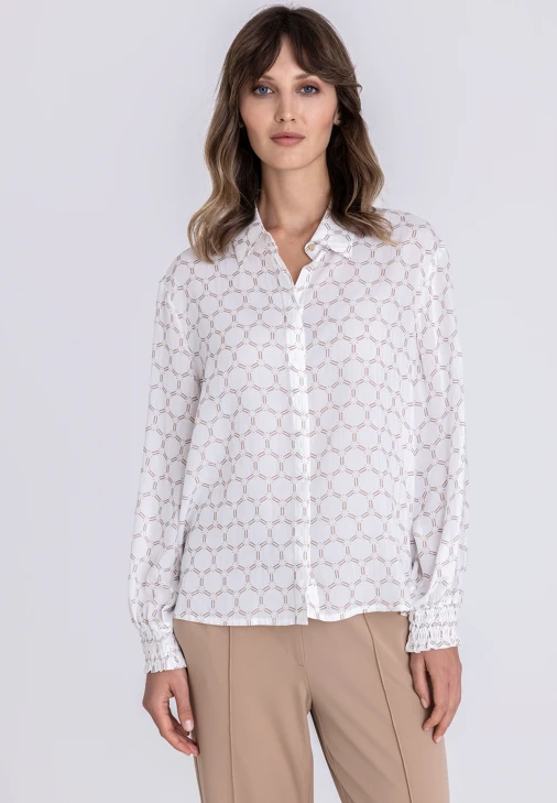 TUZZI WHITE Damenhemd weiß mit Druck