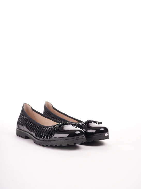 CAPRICE Damen Ballerinas Kroko-Lack schwarz