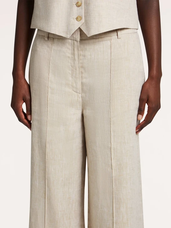 BEAUMONT beige gefütterte Leinenhose für Damen