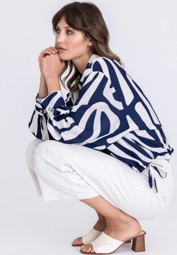 TUZZI WHITE Damenhemd blau beige (2)