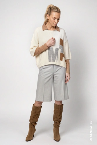 MONARI SOFT FALL Damen-Bermudashorts 3/4, grau (4)