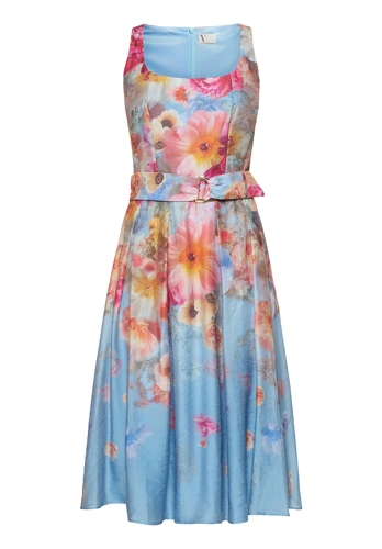VERA MONT Damenkleid blau mit floralem Muster (5)