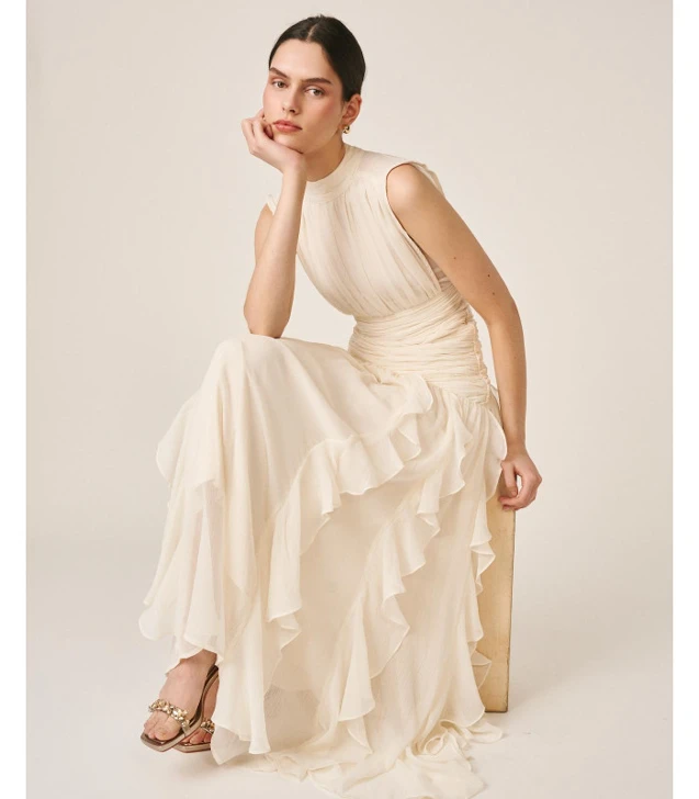 ALMA EN PENA Damen-Maxikleid in Creme