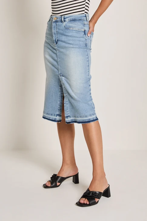 PARAMI Damen Jeansrock hellblau