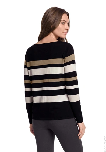 BETTY BARCLAY Damen-T-Shirt, schwarz, mit Streifen und Strasssteinen (1)