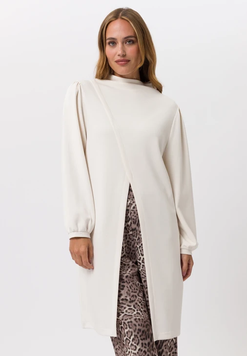 TUZZI RUNWAY WIL Damenkleid hellbeige mit Frontschlitz
