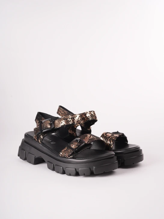 KARISMA Damen Sandalen schwarz vergoldet