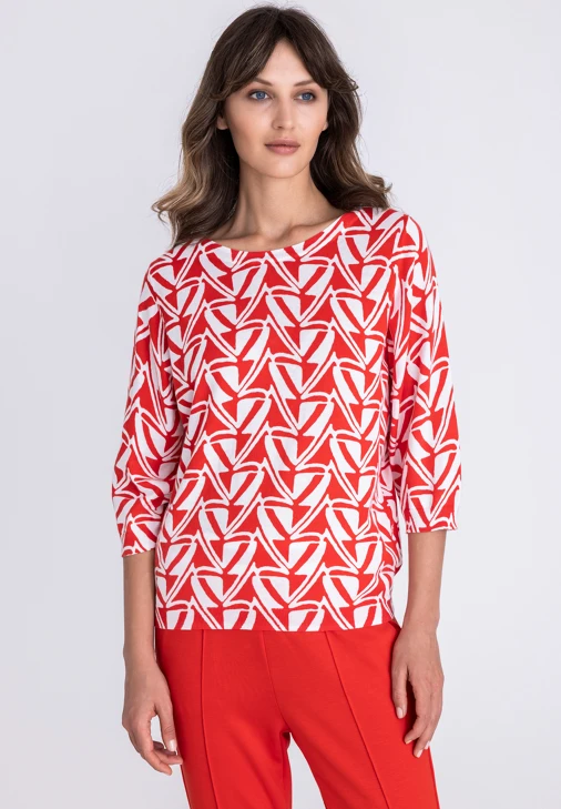 TUZZI COLLEGE Damen Pullover rot und weiß