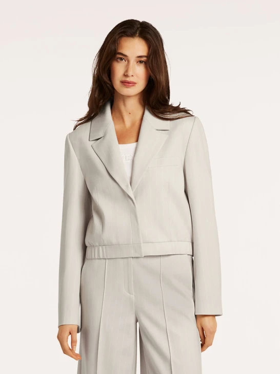 BEAUMONT DAGMAR Damenjacke beige mit weißem Streifen