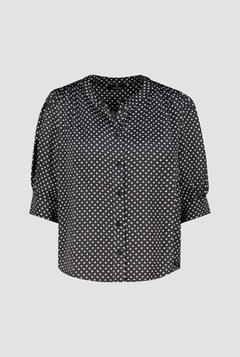 MONARI FRONT ROW Damenbluse, schwarz mit Punkten (5)