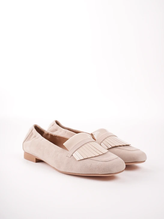REGARDE LE CIEL Damen Slipper aus Wildleder beige