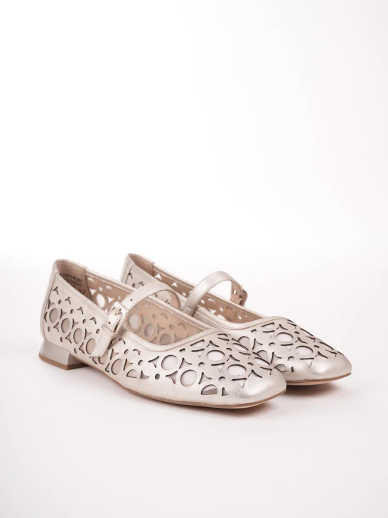 CAPRICE Damen Ballerinas Netz Platin
