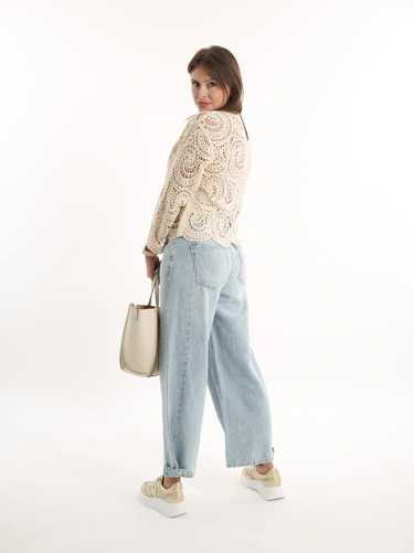 FRANK WALDER Damen Pullover beige mit Knopfleiste (4)