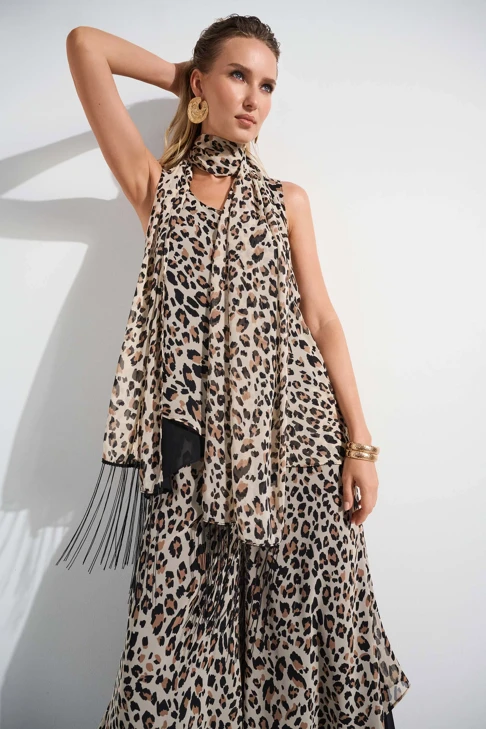 JOSEPH RIBKOFF Damen-Tunika mit Leopardenmuster + Halstuch