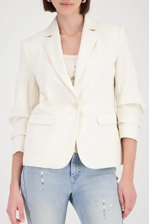 MONARI ITALY Damenjacke hellbeige gestreift Ärmel