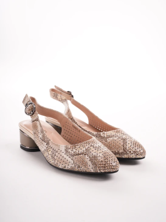 KARISMA Damen Pumps beige mit Schlangenmuster