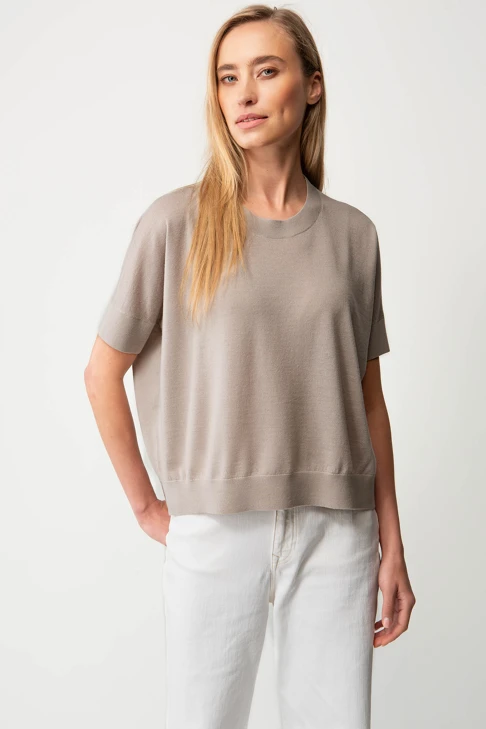 CATNOIR Damen-Strickpullover aus Merinowolle, hellgrau