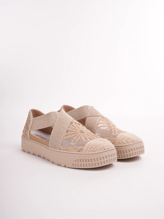 PASS Damen Espadrilles auf Gummi beige